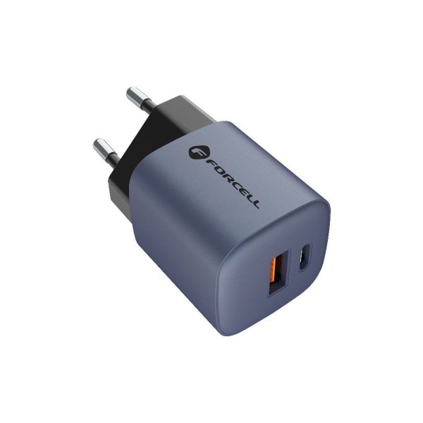 FOCH-231438 Forcell F-Energy Travel Charger with USB C and USB A sockets - 3A 33W with PD and Quick Charge 4.0 function