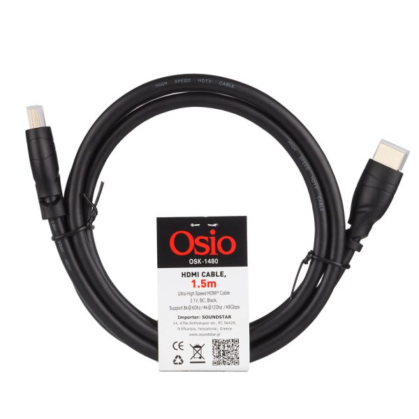 OSK-1480 Osio OSK-1480 Καλώδιο HDMI Ultra High Speed 1.5M