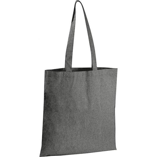 Τσάντα από ανακυκλωμένο βαμβάκι με μακρύ χερούλι μαύρη Υ42x37