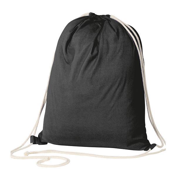 Τσάντα-πουγκί υφασμάτινη 100 % cotton μαύρη Υ52x40x3εκ.