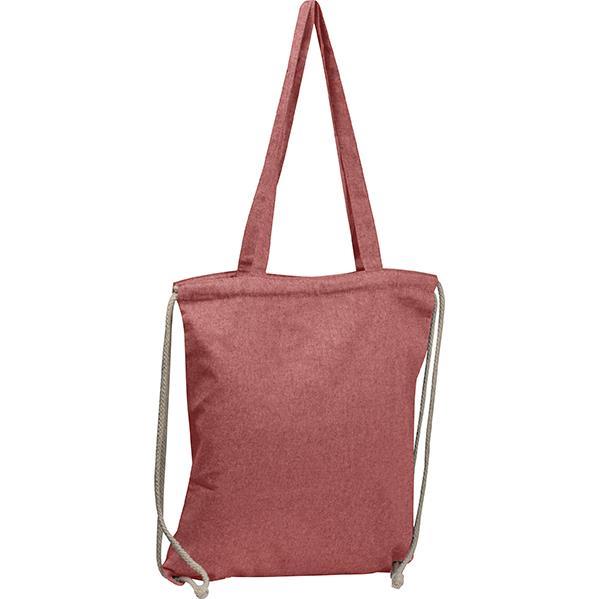 Τσάντα από ανακυκλωμένο βαμβάκι με μακρύ χερούλι και ιμάντες πλάτης κόκκινη Υ42x37