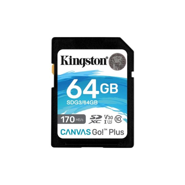 Kingston Canvas Go Plus SDXC 64GB Class 10 U3 V30 UHS-I (SDG3/64GB) (KINSDG3-64GB)