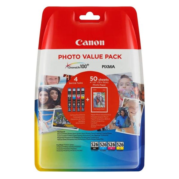 Canon Μελάνι Inkjet CLI-526MP C/M/Y/BK Photo Value Pack + Paper 50sh (4540B017) (CANCLI-526VP)