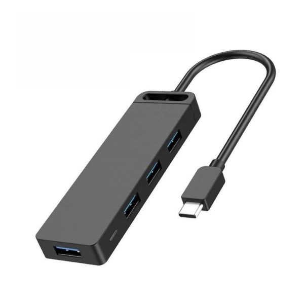 VENTION Type-C to 4-Port USB 3.0 Hub with Power Supply Black 1M ABS Type (TGKBF) (VENTGKBF)