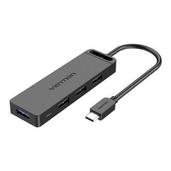 VENTION Type-C to 4-Port USB 3.0 Hub with Power Supply Black 0.5M ABS Type (TGKBD) (VENTGKBD)